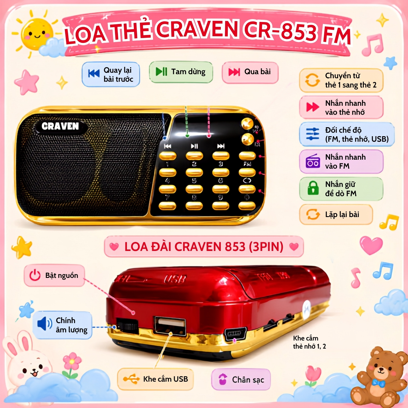 Craven CR-853 3 pin