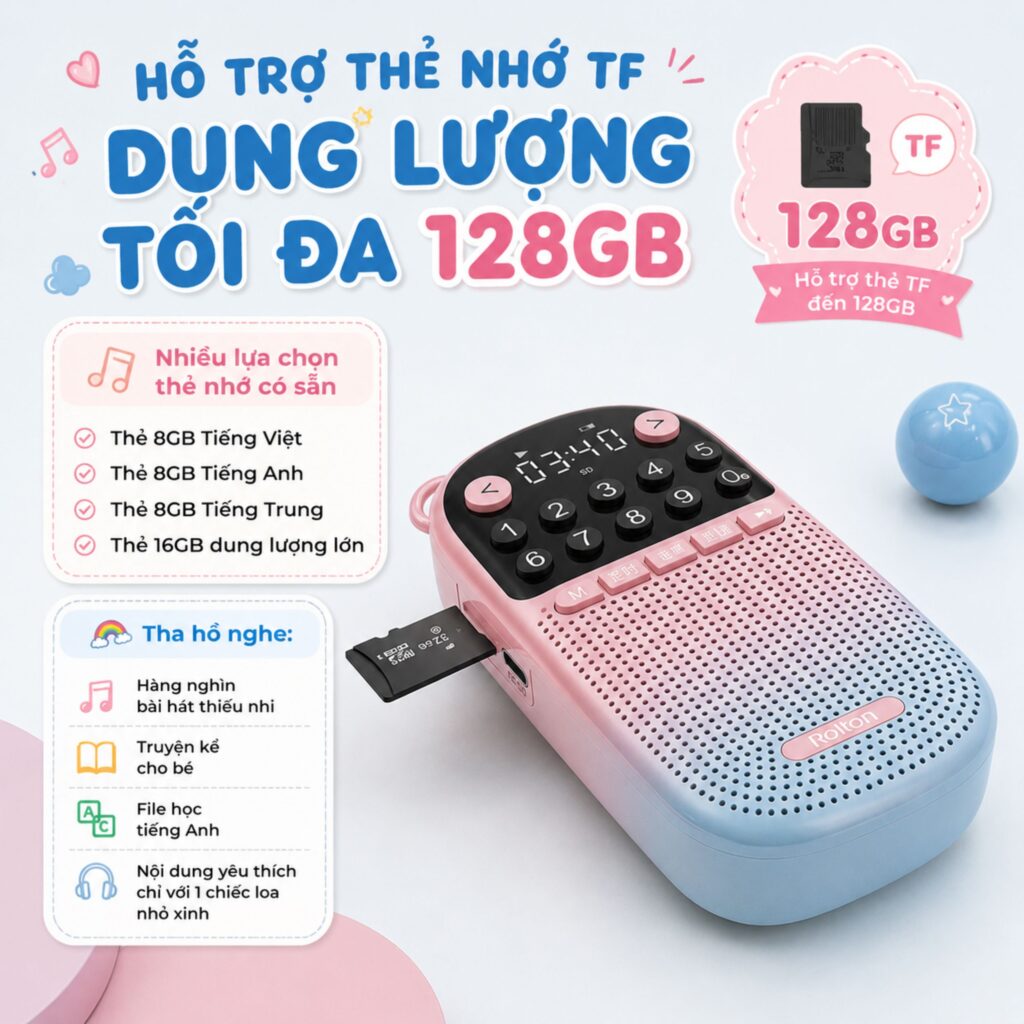 Hỗ trợ thẻ nhớ TF dung lượng tối đa 128GB
